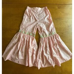 Girls Junaid Jamshed ruffled cotton pants - pink - gold - summer - size 4 - 5